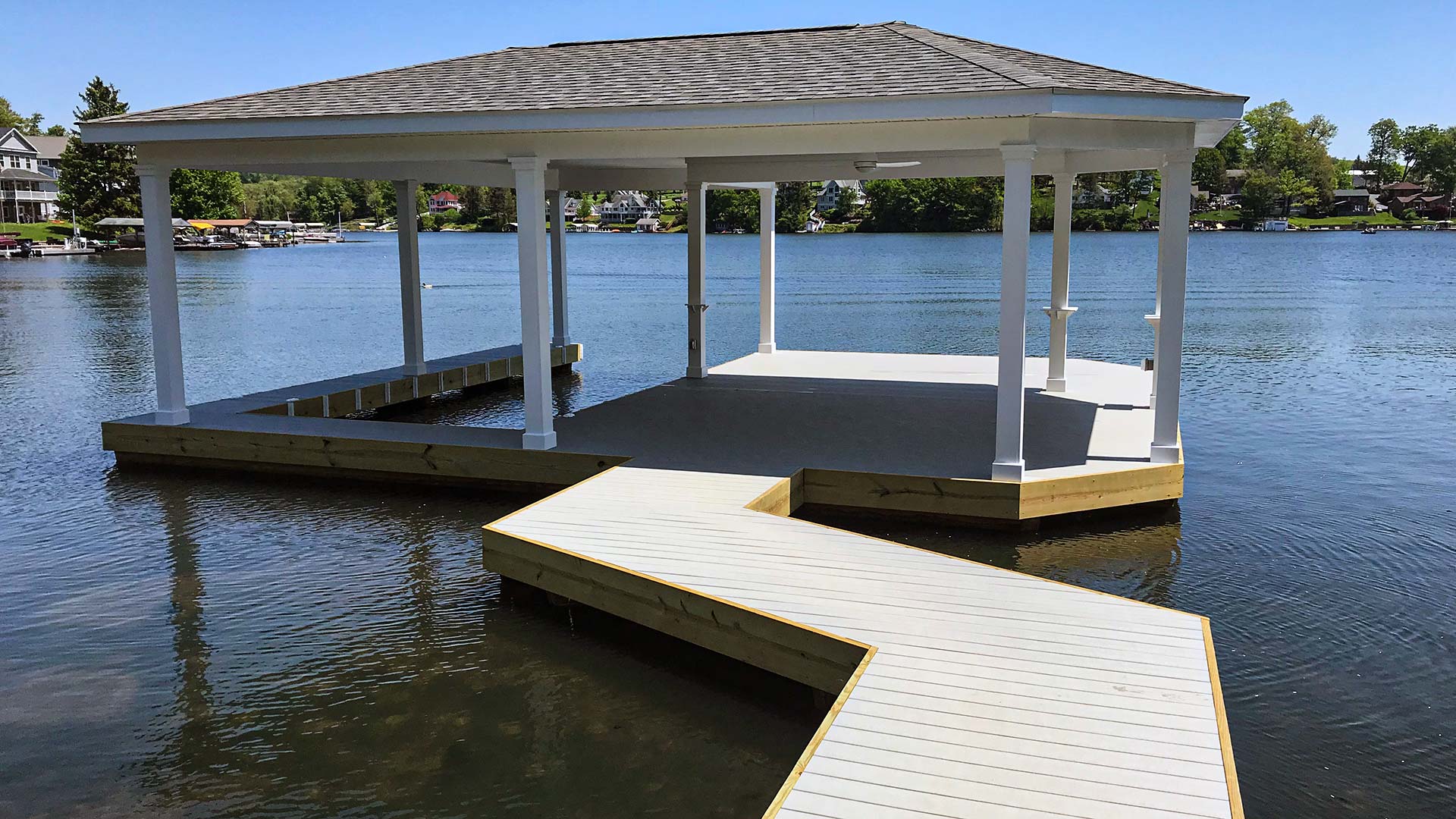 Image showcasing the construction process in North Eastern Pennsylvania, highlighting the 
expertise and quality workmanship provided by MHW Dockworks for residential and commercial projects